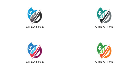 Business finance vector logo arrow diagram with color pattern