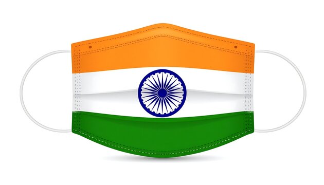 Rendered surgical face mask with the Indian flag design