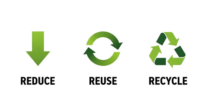 Reduce reuse recycle symbols for sustainability and environmental protection