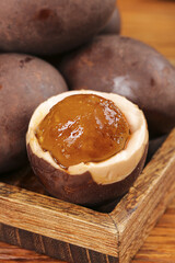 Guangxi Salted Duck Eggs Traditional Chinese Preserved Food in Wooden Box