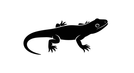 Naklejka premium Black lizard silhouette with transparent background