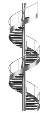 Spiral staircase steel isolated. PNG transparency	
