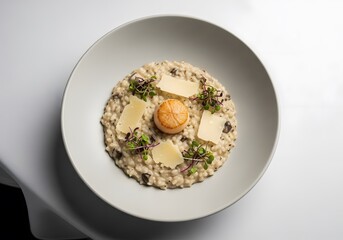 Exquisite Scallop Risotto A Culinary Masterpiece with Parmesan Garnish