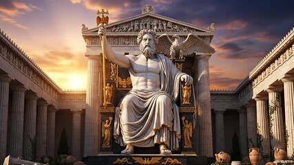 Majestic Zeus statue inspires awe and wonder in ancient Greek mythology video