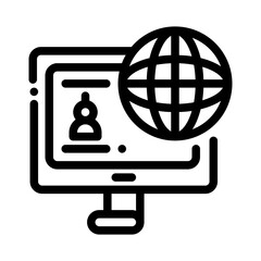 icon virtual meeting with style outline