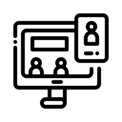 icon online work with style outline