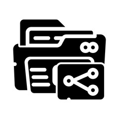 icon share folder with style glyph