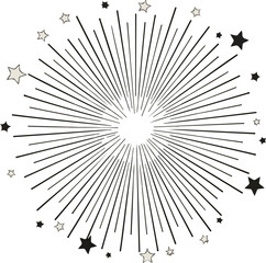 Obraz premium Burst of lines and stars monochrome art