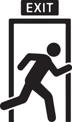Running Man Icon with Exit Sign Above Doorway vector image also transparent background