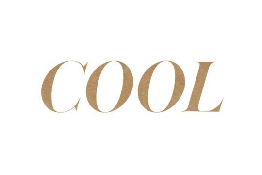 Brown paper texture typography text COOL isolated on transparent background