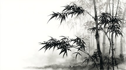 Artistic conception painting of ink bamboo forest