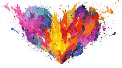 Colorful splash-ink heart-shaped art