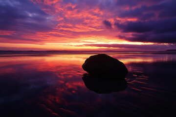 breathtaking sandstone monolith reflecting the deep oranges and purples of dawn