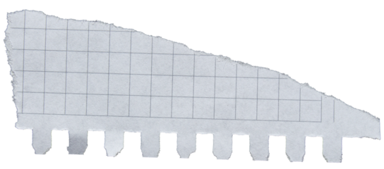Torn graph paper piece on a transparent background. Png paper.