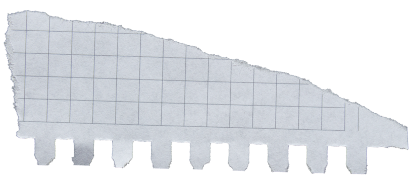 Torn graph paper piece on a transparent background. Png paper.