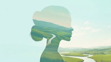 The silhouette of the fusion of nature and avatar