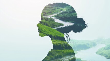 The silhouette of the fusion of nature and avatar