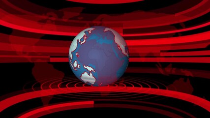 International news background animation. global earth rotating digital world breaking news Studio. Modern news live streaming TV broadcast backdrop. - Powered by Adobe