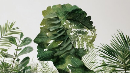 The silhouette of the fusion of nature and avatar