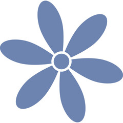 Simple Blue Flower With Six Petals And A White Center On A Transparent Background Elegant Floral Icon For Design And Decoration