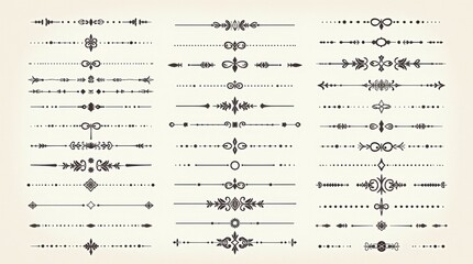 Collection of elegant vintage decorative flourishes and ornaments