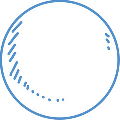 Simple Blue Outline Of A Sphere With Interior Hatch Marks And Dotted Lines On A Transparent Background