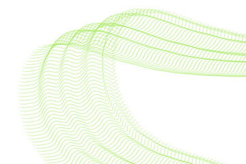 Abstract light green wavy lines pattern isolated on transparent background