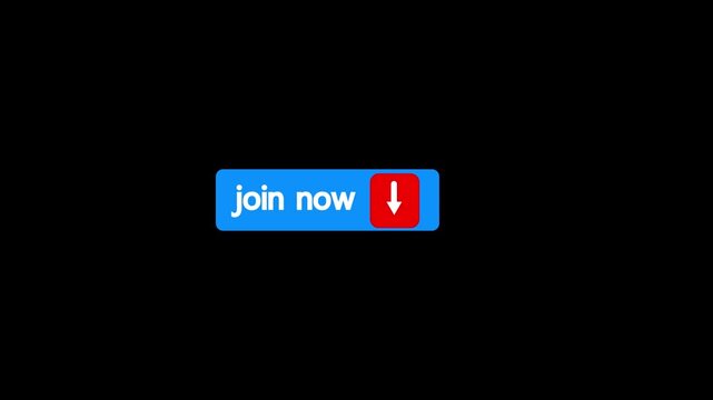 animation of the pointer clicking the join now button. text join now concept animation on black background.