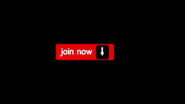 animation of the pointer clicking the join now button. text join now concept animation on black background.
