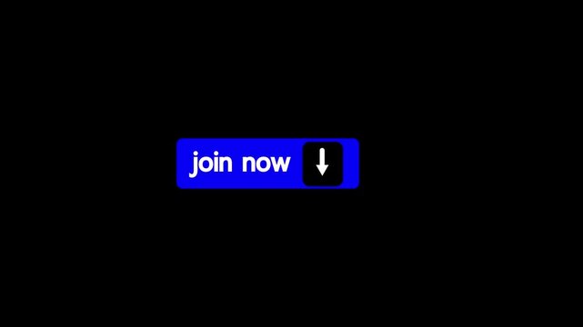 animation of the pointer clicking the join now button. text join now concept animation on black background.