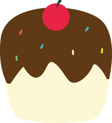 a chocolate cupcake with sprinkles and a cherry