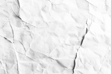 Crumpled white paper texture with realistic folds and wrinkles for design, background, and collage overlay