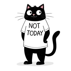 Funny Cartoon Cat Saying "Not Today" | Cute Lazy Cat Vector T-Shirt Design