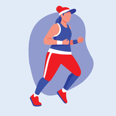 Dynamic woman running with energy, fitness goals achieved, vibrant colors, athletic performance and endurance