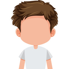 Simple Cartoon Boy Avatar With Brown Spiky Hair And White T Shirt No Face Against White Background Digital Art Style