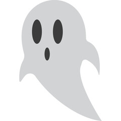 Simple Cartoon Ghost With Big Eyes And Open Mouth In Gray Color On A White Background