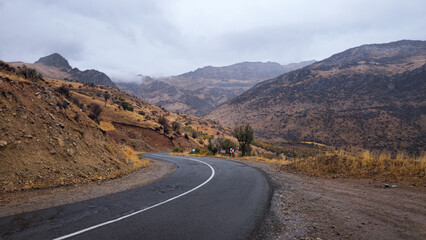 Winding mountain road through autumn hills under a cloudy sky, showing a quiet rural landscape and natural travel route in a remote countryside area
📍Dezli, Sarvabad - Kurdistan 