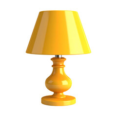 3D rendered, shiny yellow table lamp on a black background