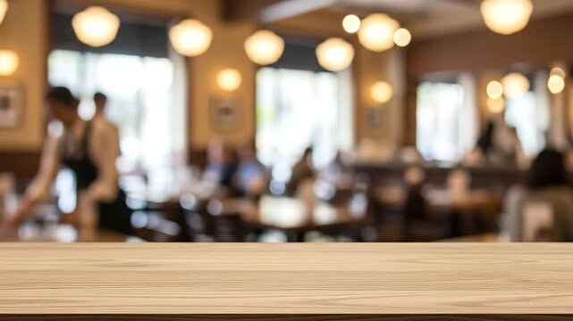 Seamless Wooden Table Overlay for Restaurant Virtual Background Animation Video