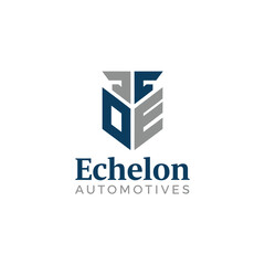 The &ldquo;Echelon Automotives&rdquo; logo features a geometric blue and gray shield above bold &ldquo;Echelon&rdquo; text and smaller &ldquo;AUTOMOTIVES,&rdquo; giving a modern, sleek, and professional impression.