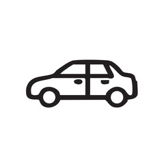 Simple line drawing of a sedan car, side view, black on white background.