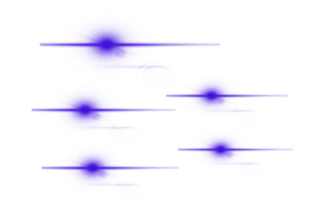 Five purple lens flares isolated on transparent background create a light effect