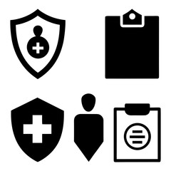Safe Document Icon — Shield and ID Card Symbol on White.