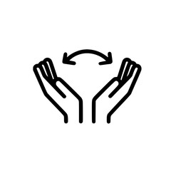 Fototapeta premium Human hand holding right and left arrow icon above representing direction choice guidance and navigation concept