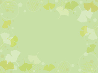 和風のイチョウ背景　ベクターの緑色の秋のテクスチャ　Vector ginkgo background
