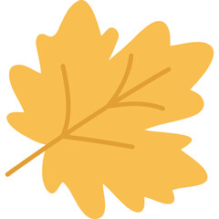 Yellow Maple Leaf Icon Autumn Season Simple Graphic Design Element Isolated Transparent Background