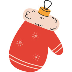 Whimsical Red Mitten Ornament With White Snowflakes And Orange Cap Festive Winter Accessory Isolated On Transparent Background