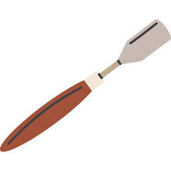Wood Handled Chisel Tool with Silver Metal Blade and Brown Handle for Carving and Sculpting