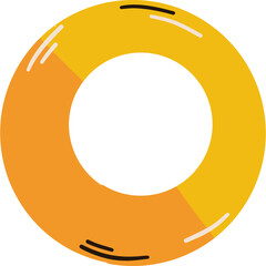 Yellow and Orange Lifesaver Ring Icon with Clean White Center and Black Outline Detail on Transparent Background