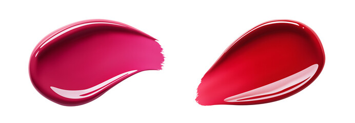 Burgundy red gel nail polish swatch. Close-up of thick cosmetics texture with full coverage effect. Isolated element with clear even edge on transparent background